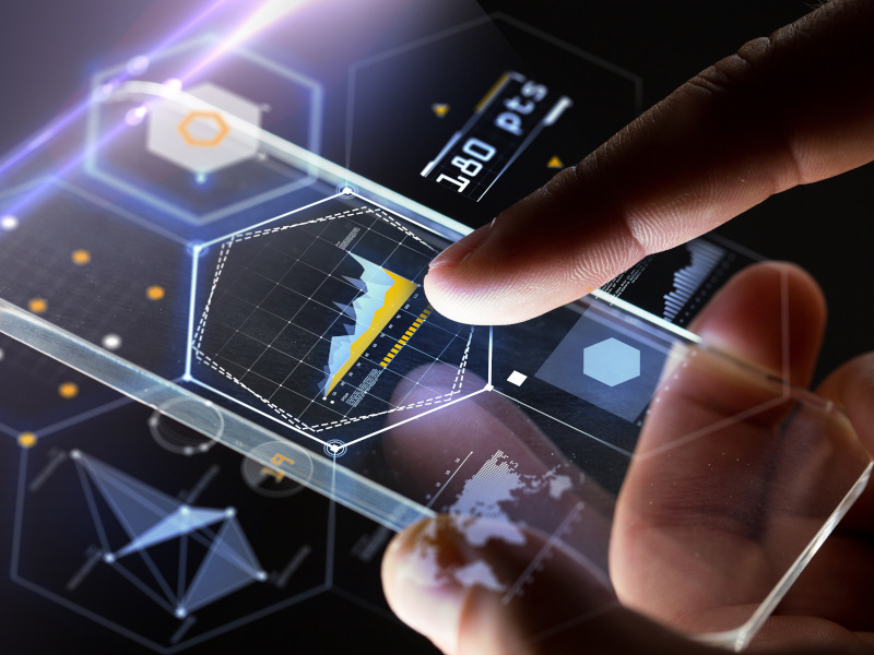 rendering of mobile device with data visualization